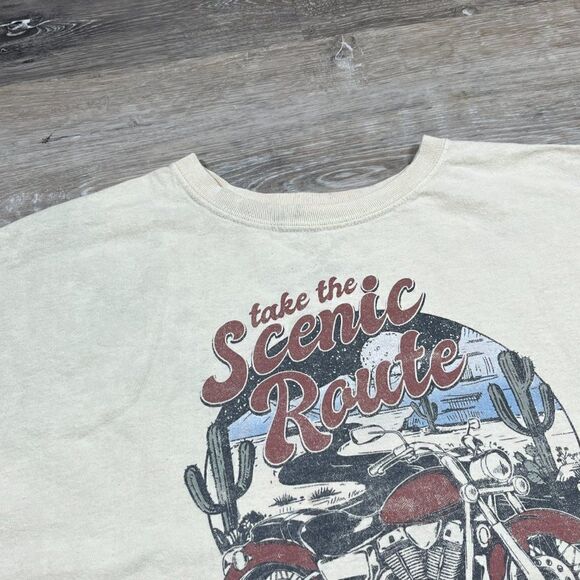 Fifth Sun MOTO Scenic Route Cropped Graphic Tee Shirt Womens Sz XL - Picture 11 of 14